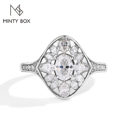 MINTYBOX 925 Sterling Silver Full Moissanite Engagement Ring For Women Oval Cut 0.5ct Diamond Rings Luxury Wedding Fine Jewelry