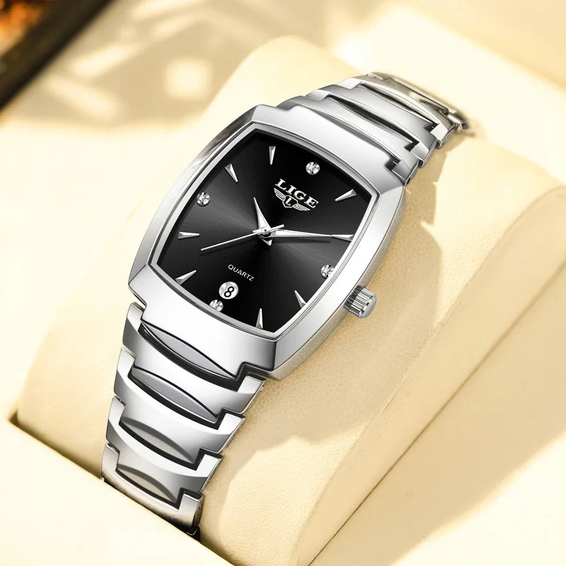 Women's Stainless Steel Rectangular Quartz Dress Watch