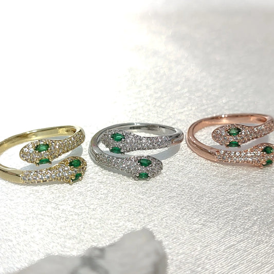925 Sterling Silver Snake Zircon Rings Wedding Luxury Jewelry