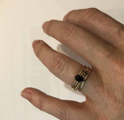 14k gold filled OVAL ONYX GEMSTONE RING