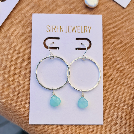 Aqua Chalcedony Whirl Earrings