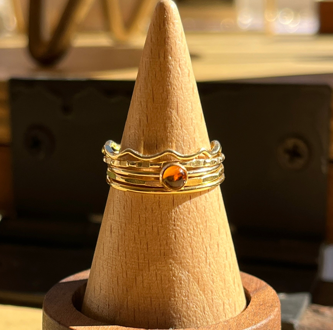 14k gold-fill or sterling silver SMALL GEM STACK RING SET