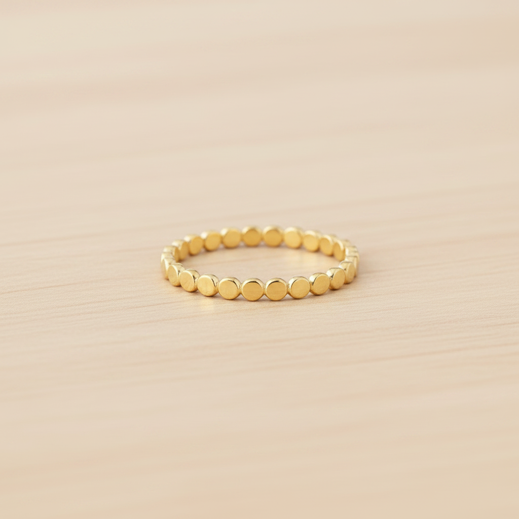 14k gold filled or sterling silver FLAT BEADED BAND RING