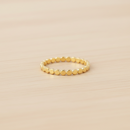 14k gold filled or sterling silver FLAT BEADED BAND RING