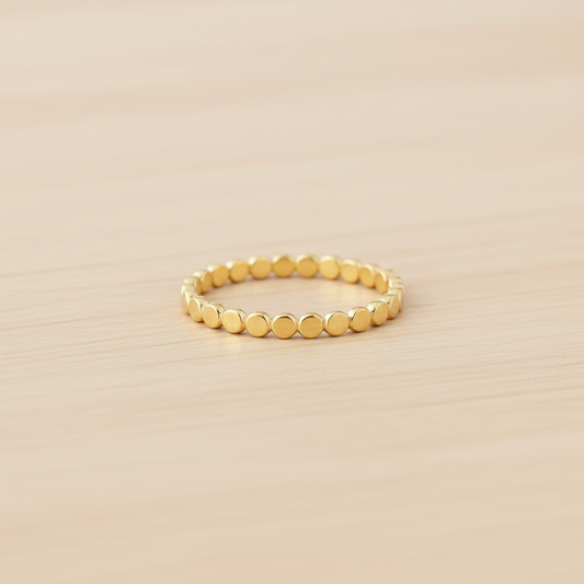 14k gold filled or sterling silver FLAT BEADED BAND RING