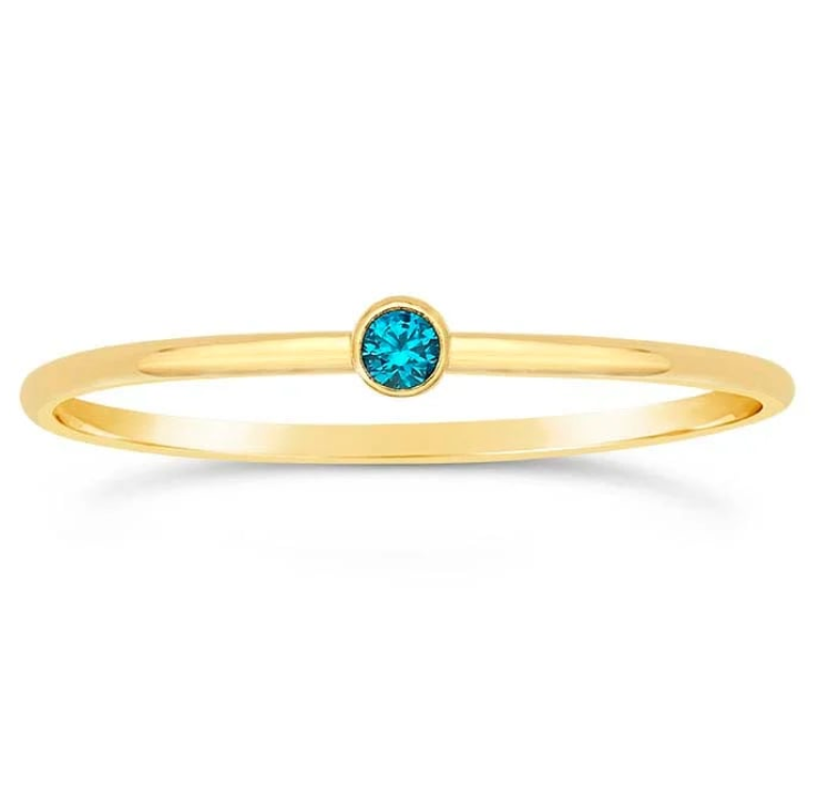 14k gold filled AQUA BLUE CUBIC ZIRCONIA DIAMOND RING