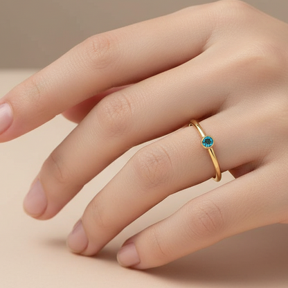 14k gold filled AQUA BLUE CUBIC ZIRCONIA DIAMOND RING