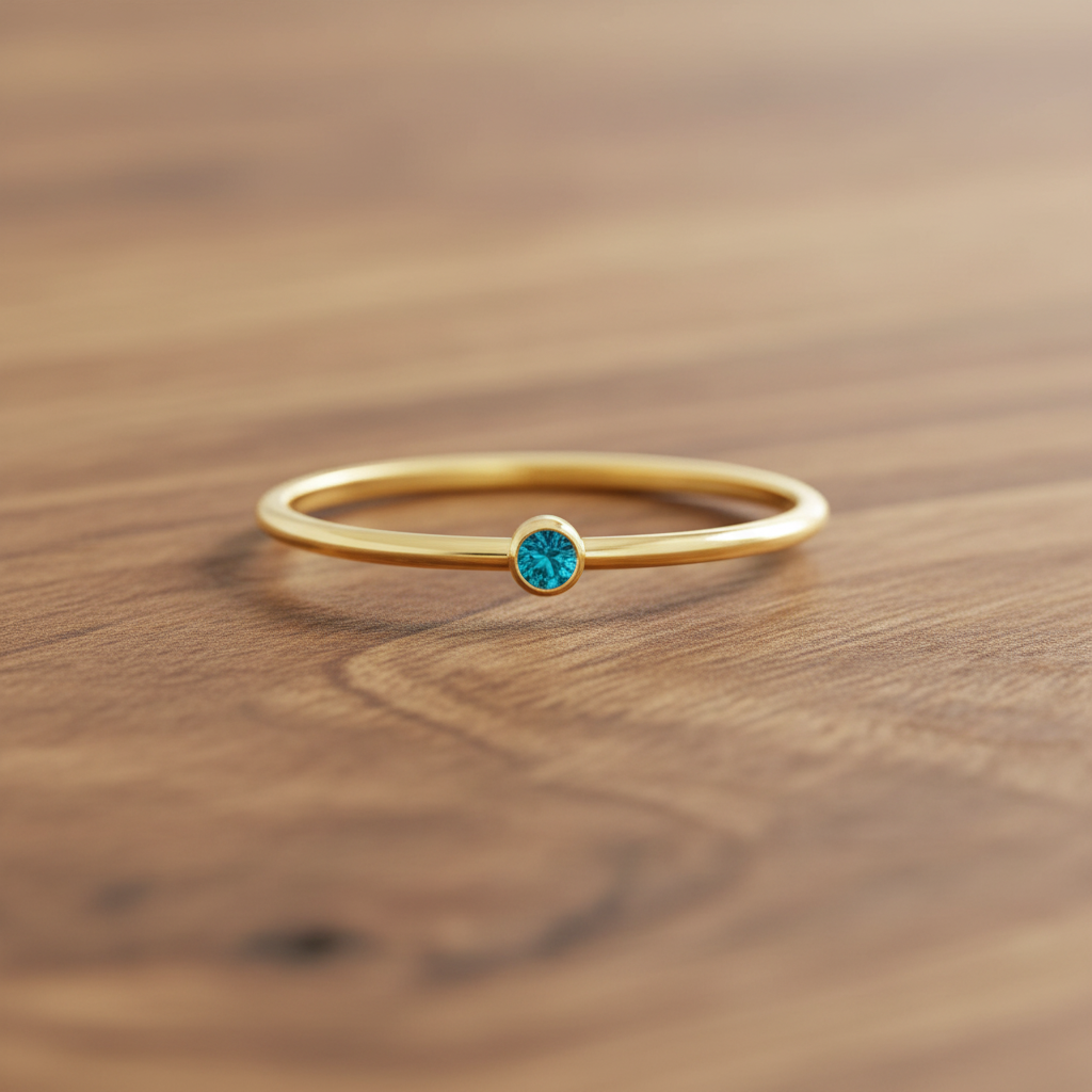14k gold filled AQUA BLUE CUBIC ZIRCONIA DIAMOND RING
