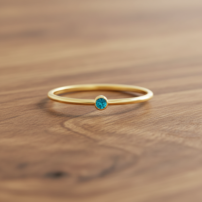 14k gold filled AQUA BLUE CUBIC ZIRCONIA DIAMOND RING