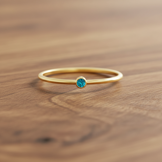 14k gold filled AQUA BLUE CUBIC ZIRCONIA DIAMOND RING
