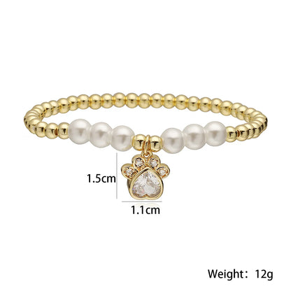 NEWBUY Non-Fading Gold Color Copper Jewelry AAA CZ Zircon Paw Charm Beads Bracelets For Women Party Jewelry