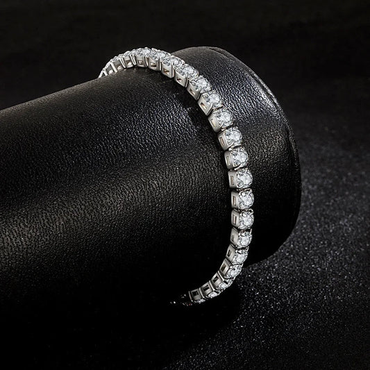S925 Sterling Silver Bracelet Zirconia Tennis Ball Women Fashion Simple Engagement Wedding Charm Jewelry 4mm 16-23cm