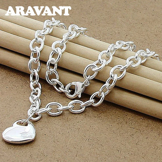 Aravant 925 Silver Bridal Jewelry Sets Love Heart Necklace Bracelets Set Jewelry