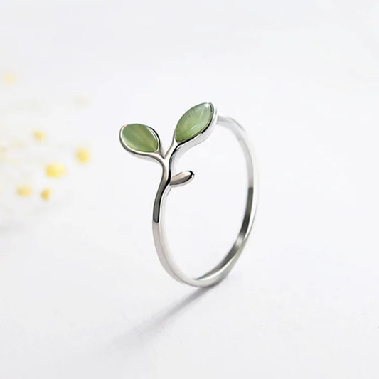 925 Sterling Silver Foliage Adjustable Rings Girls Wedding Jewelry