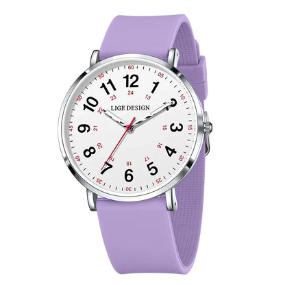 Women's Pink Silicone Watch Large Dial Rose Gold Minimal