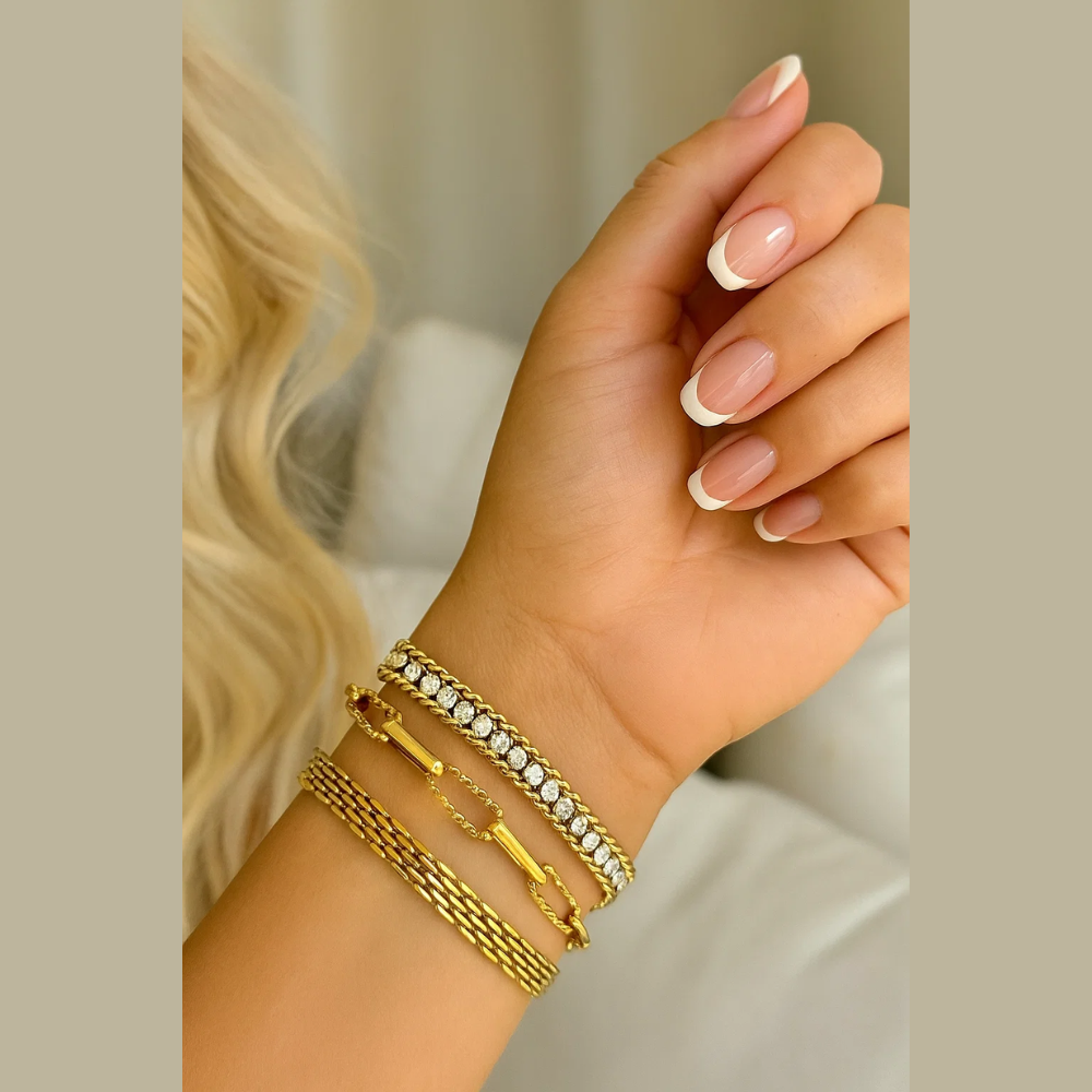 Amelia Sparkle Stack Adjustable CZ Chain Bracelet