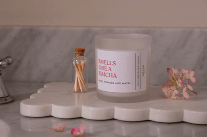 Smells Like A Simcha - Rose, Powder, and Mazel Scented Candle Adara Rituals