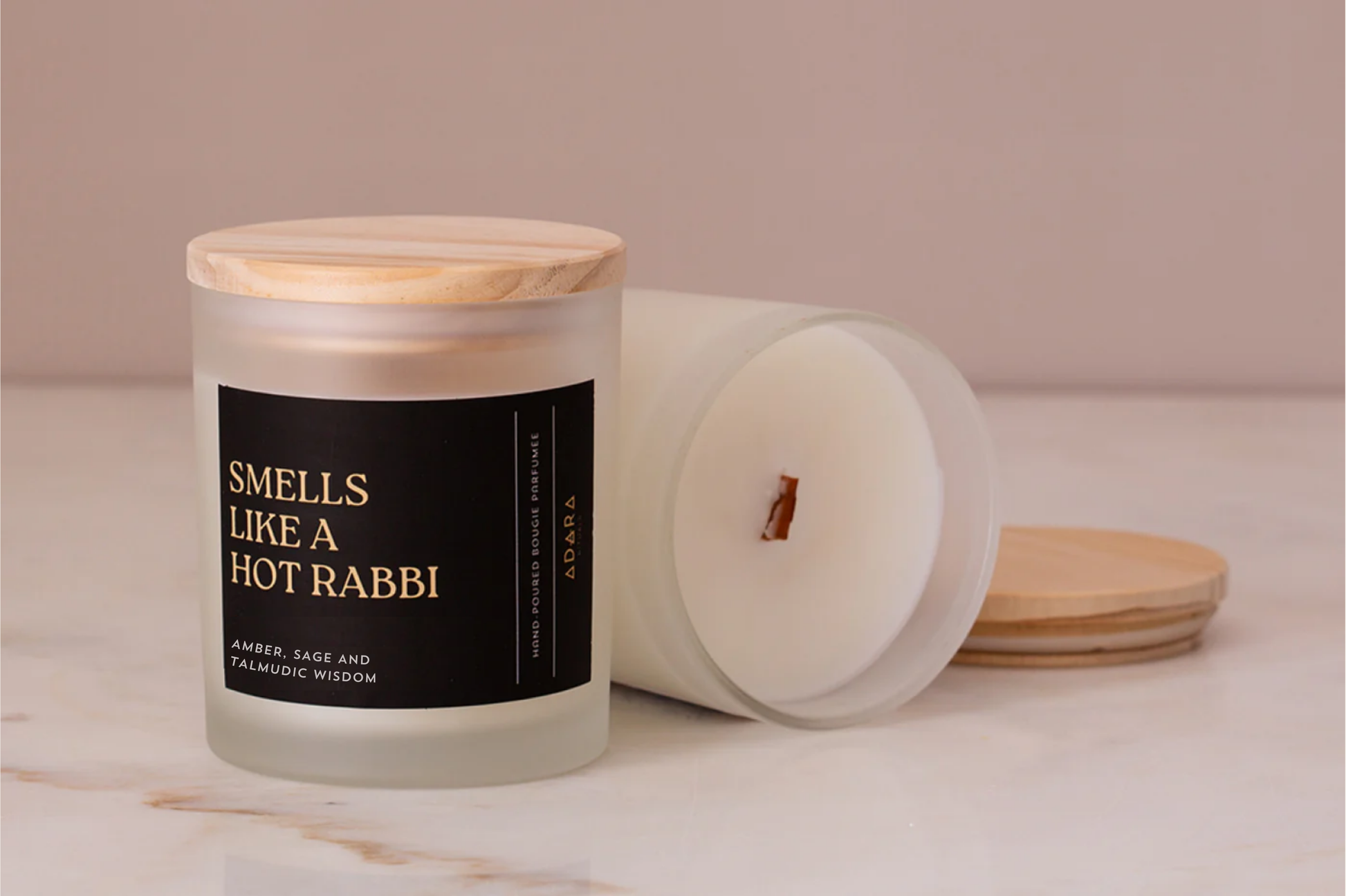 Smells Like A Hot Rabbi: Amber, Sage and Talmudic Wisdom Scented Candle Adara Rituals