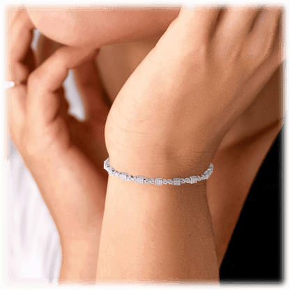 Square Tennis Bracelet with White Diamond Cubic Zirconia
