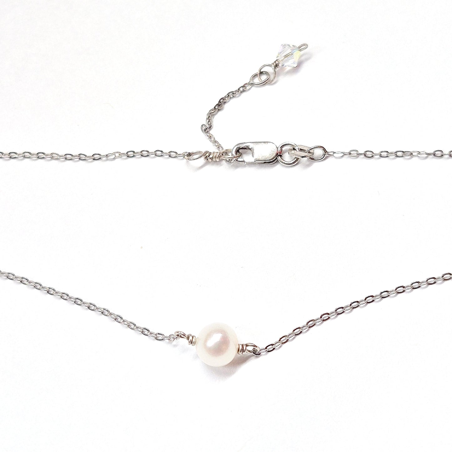 Single Pearl Choker Necklace with Swarovski Clasp