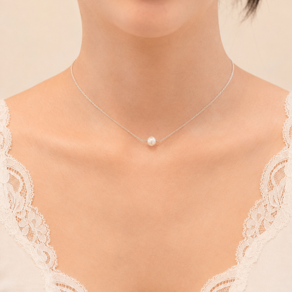 Single Pearl Choker Necklace with Swarovski Clasp