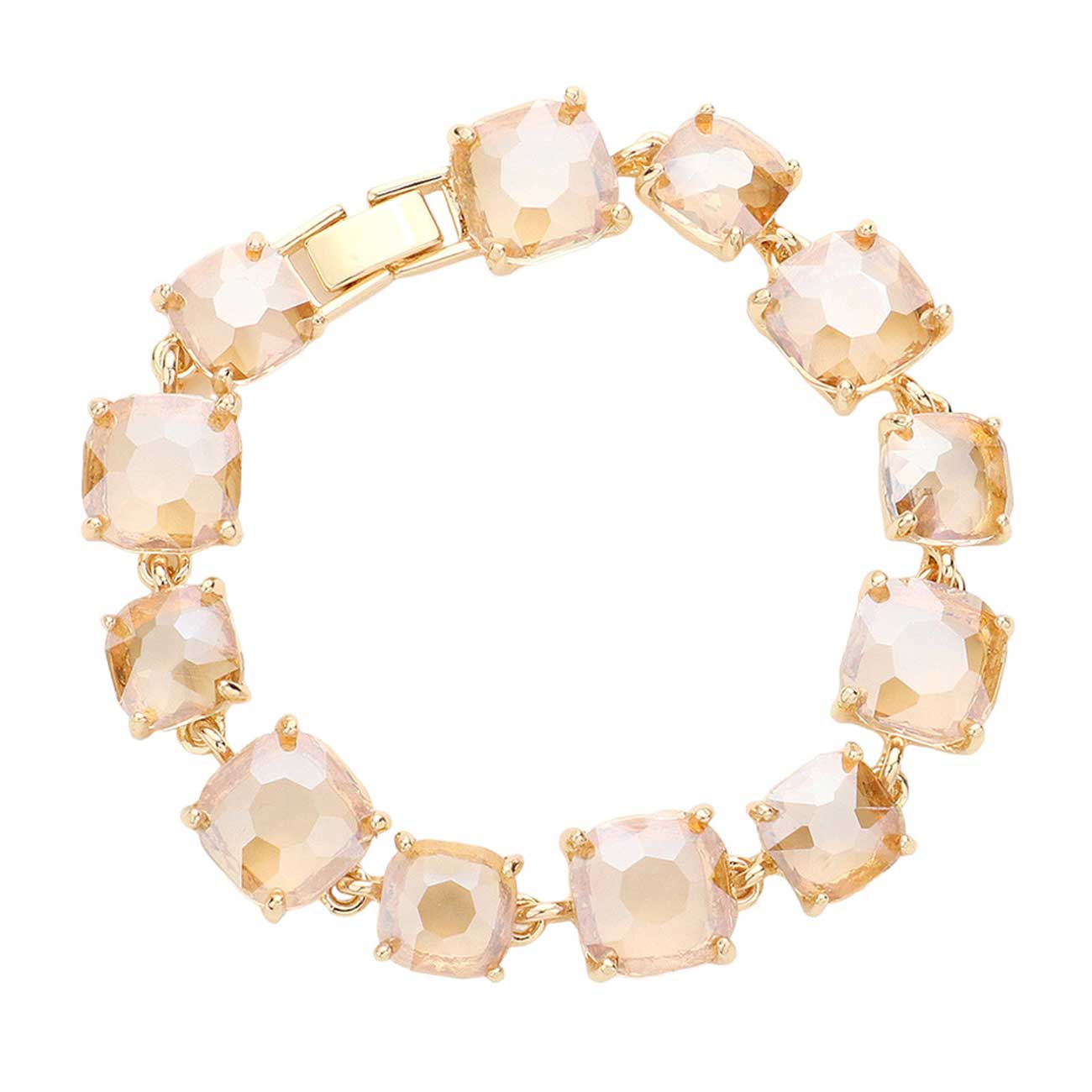 Women's Cushion Square Stone Link Evening Bracelet