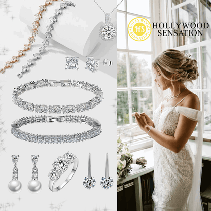 Tennis Bracelet with Round Cut White Diamond Cubic Zirconia