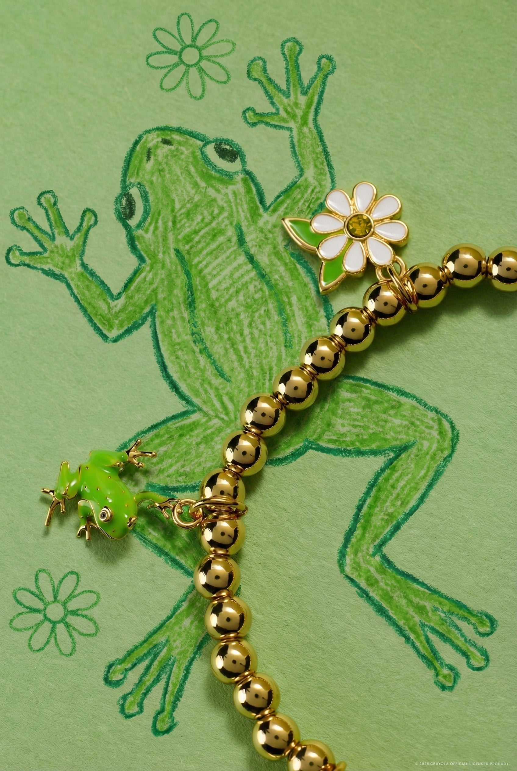 Crayola Fan Favorites Forest Green Charm Stretch Bracelet ALEX AND ANI