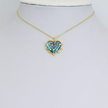 Abalone Mother of Pearl Spike Heart charm For Necklace Bracelet Jewelry Making Supply, Sku#WL24