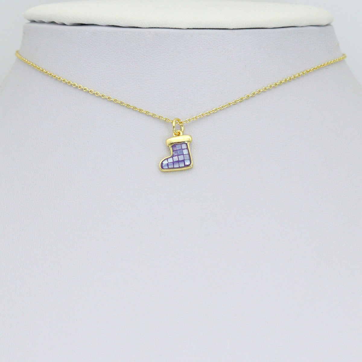 Abalone Mother of Pearl Christmas Stocking Charm Pendant, Sku#WL82