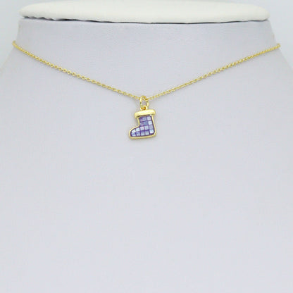 Abalone Mother of Pearl Christmas Stocking Charm Pendant, Sku#WL82