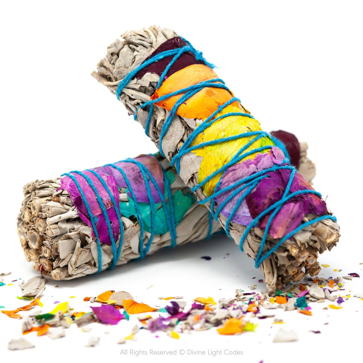 White Sage Bundles - Flower Wrapped - Smudging - Space Clearing Protection Divine Light Codes