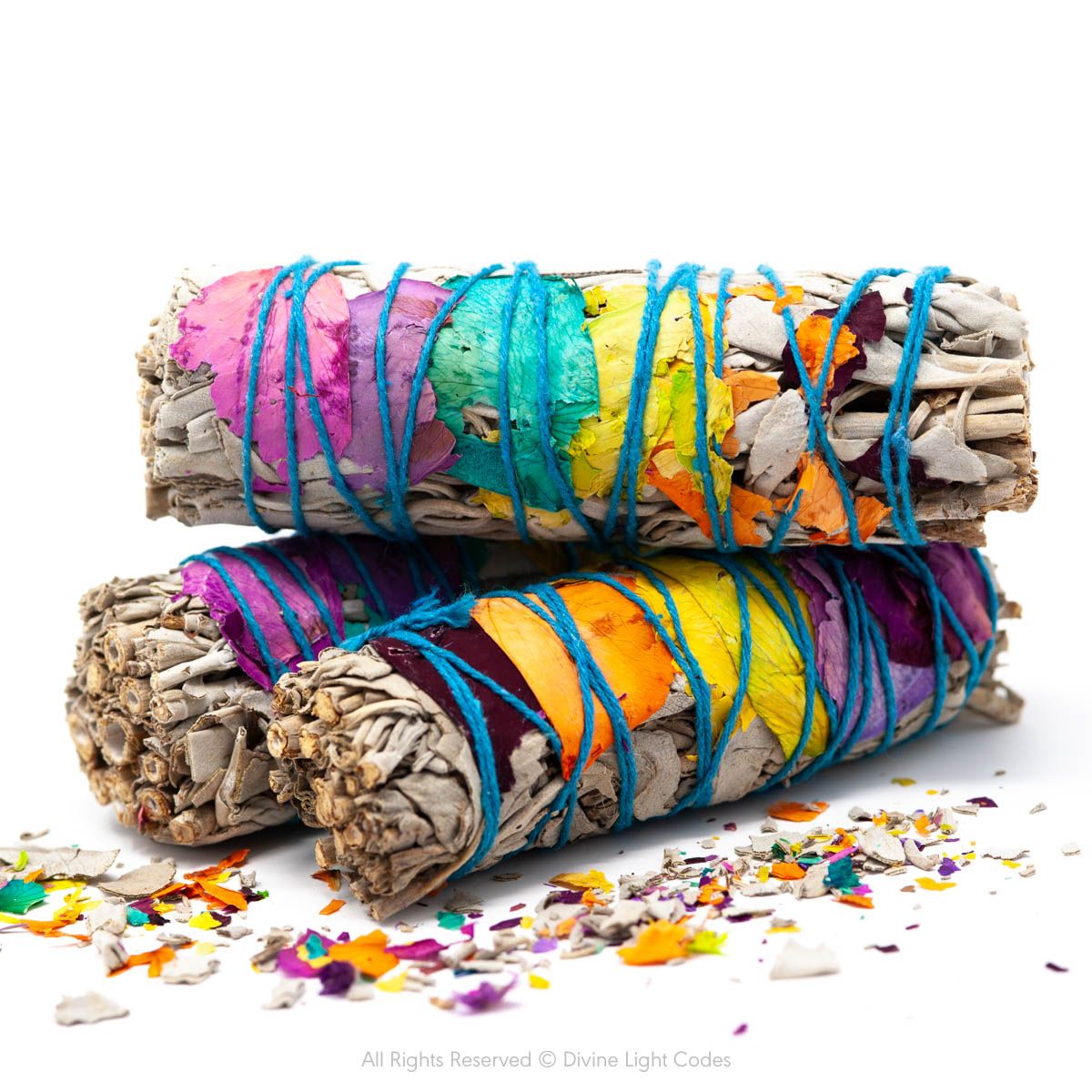 White Sage Bundles - Flower Wrapped - Smudging - Space Clearing Protection Divine Light Codes