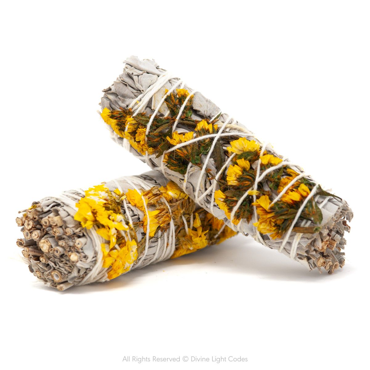 White Sage Bundles - Flower Wrapped - Smudging - Space Clearing Protection Divine Light Codes