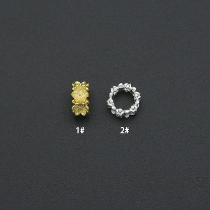 Gold Silver Flower big hole spacer beads, Sku#Y1070C