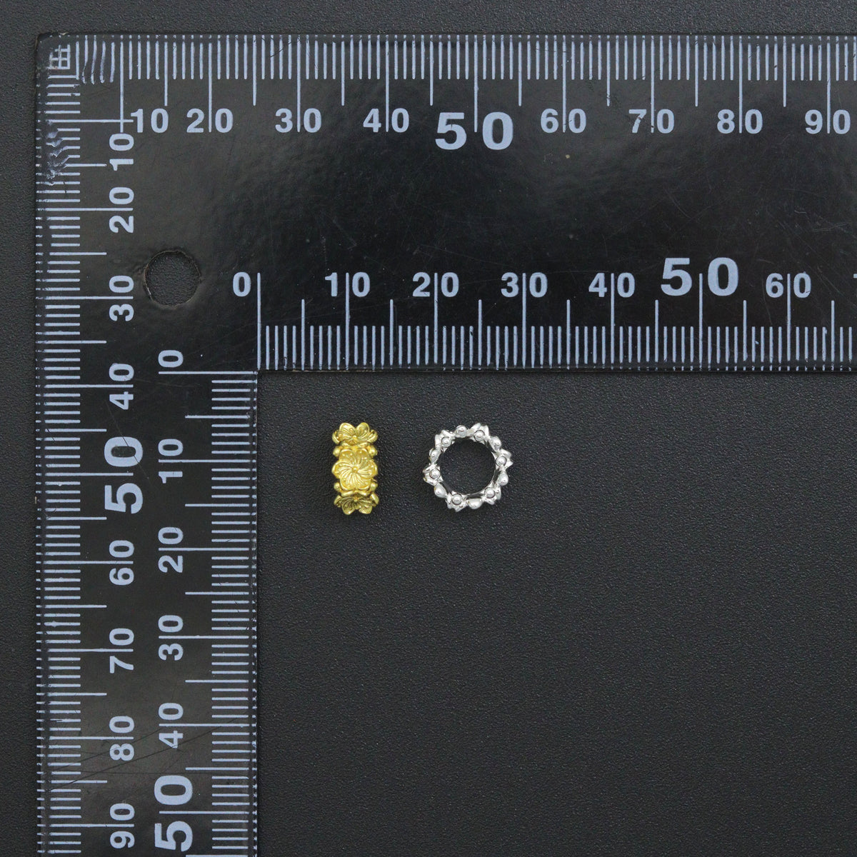Gold Silver Flower big hole spacer beads, Sku#Y1070C