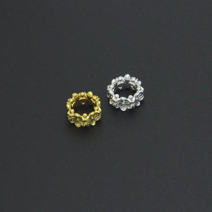 Gold Silver Flower big hole spacer beads, Sku#Y1070C
