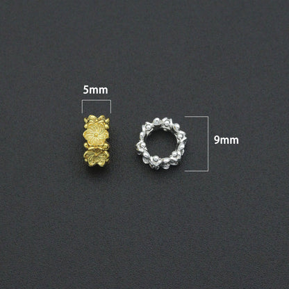Gold Silver Flower big hole spacer beads, Sku#Y1070C