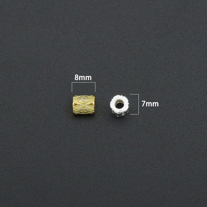 Gold Silver Geometric Barrel Spacer Bead, Sku#Y1071