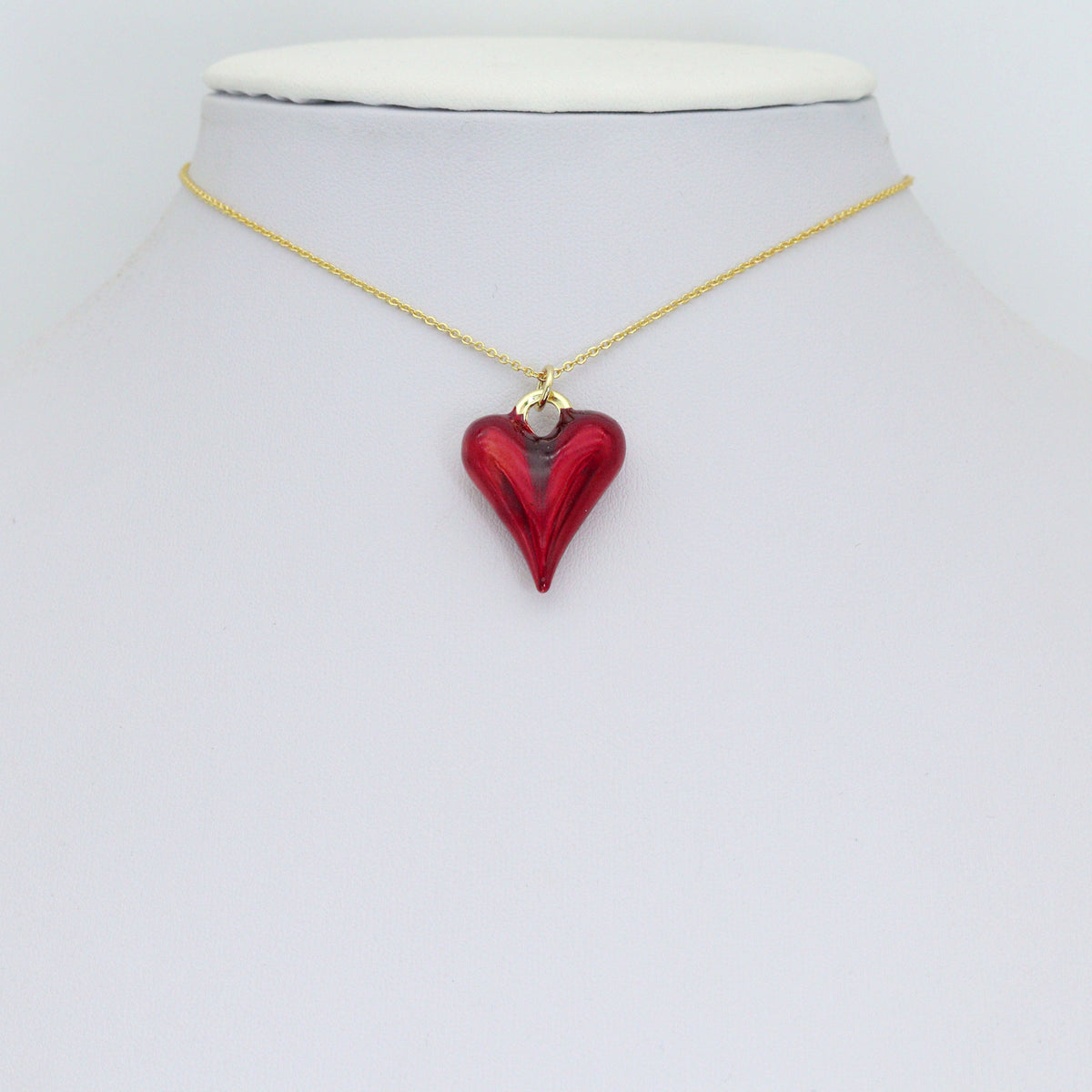 Red Enamel Gold Heart Pendant charm, Sku#Y1074