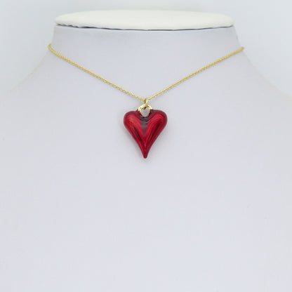 Red Enamel Gold Heart Pendant charm, Sku#Y1074