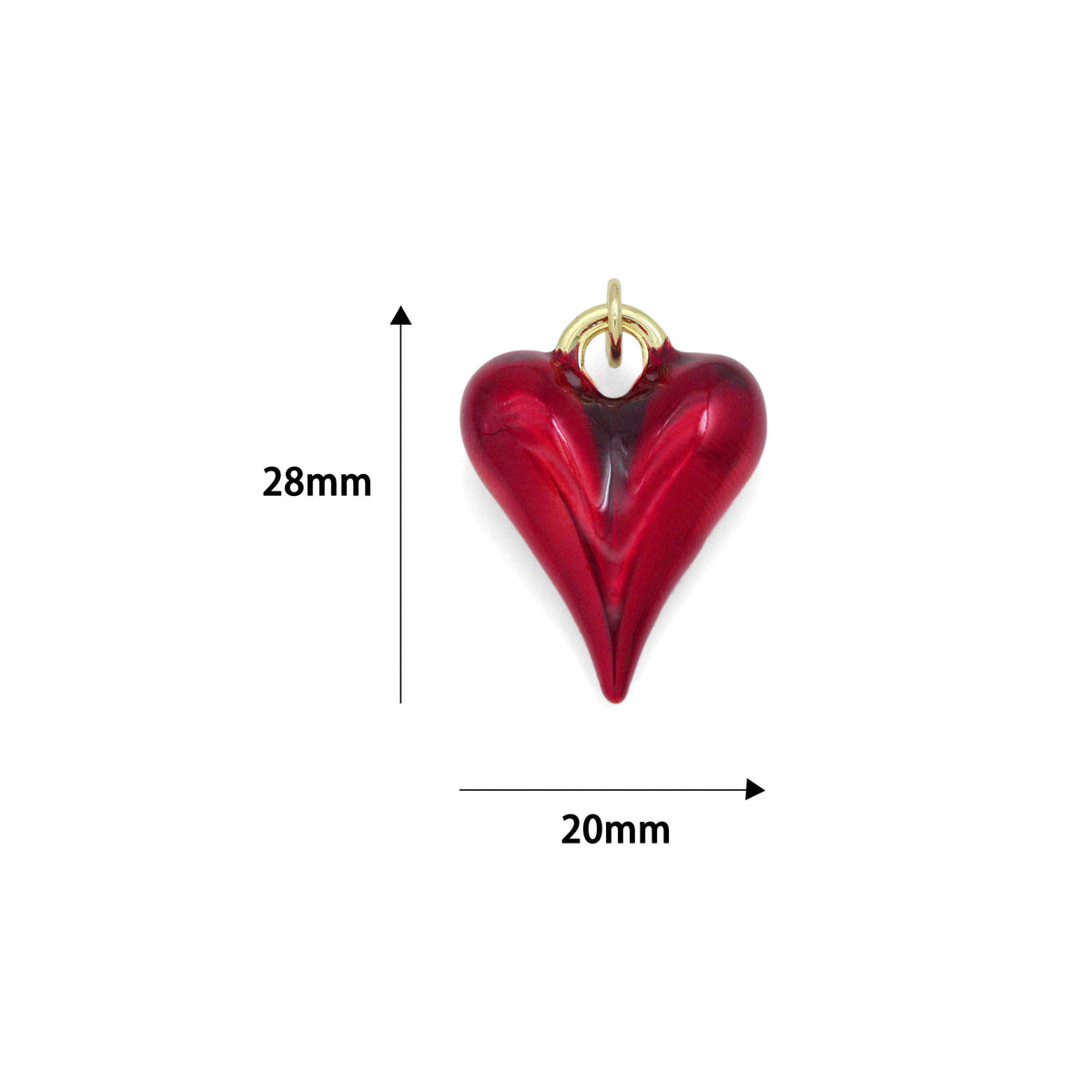 Red Enamel Gold Heart Pendant charm, Sku#Y1074