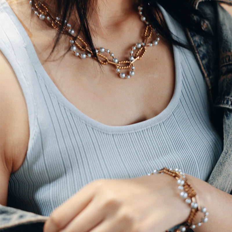 Perle Tressée Pearl Chain Bracelet Maison YuTang
