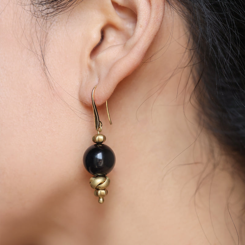 Onyx Knot Drop Earrings Maison YuTang
