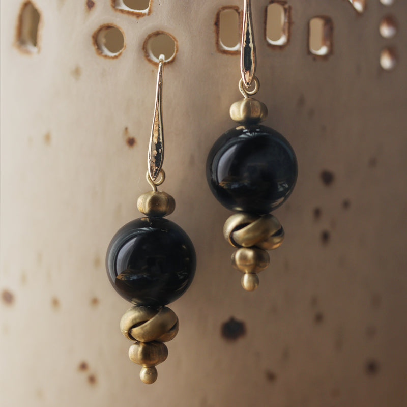 Onyx Knot Drop Earrings Maison YuTang