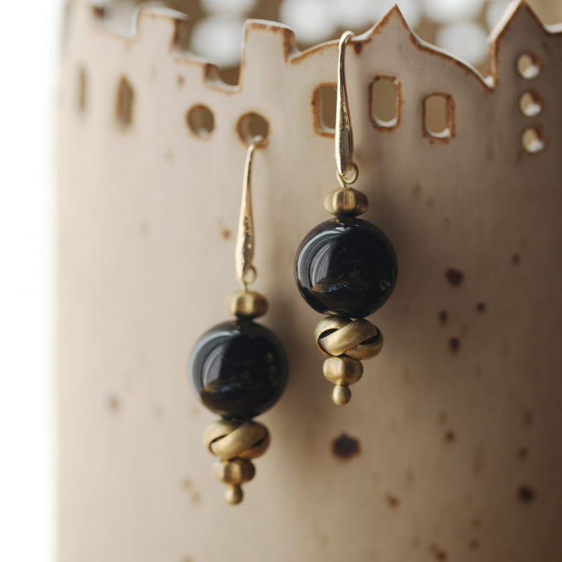 Onyx Knot Drop Earrings Maison YuTang