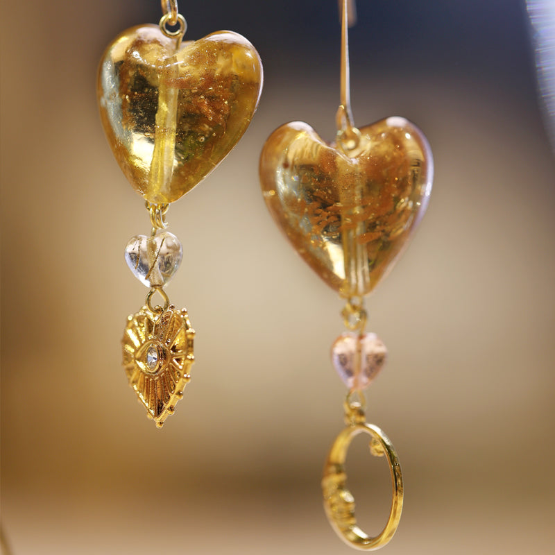 Amber Glow Heart Drop Earrings Maison YuTang