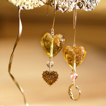 Amber Glow Heart Drop Earrings Maison YuTang