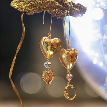 Amber Glow Heart Drop Earrings Maison YuTang
