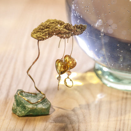 Amber Glow Heart Drop Earrings Maison YuTang
